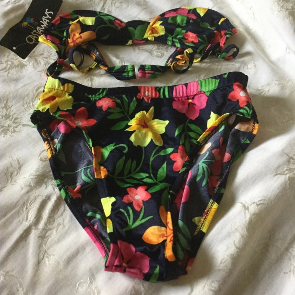 2 pc high waisted  floral swimsuit